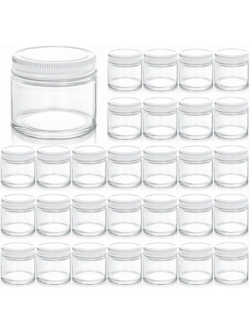 30 Pack 2 Oz Clear Glass Jars with Lids - Perfect for Spices, Creams, and Crafts